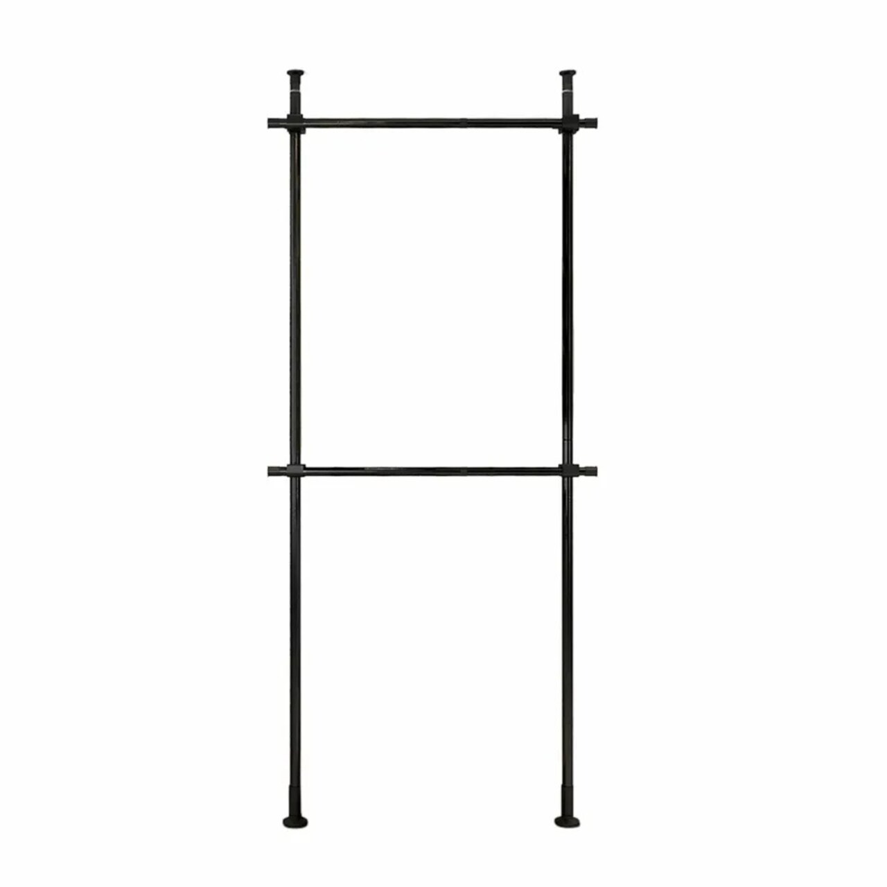 Ceiling Top & Floor Metal Closet Garment Rack Clothes Storage Hanger Organizer